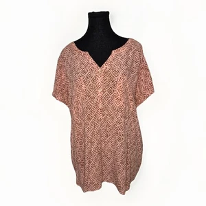 Camicetta Sonoma Goods for Life XL rosa marrone floreale bottoni davanti manica corta  - Foto 1 di 8