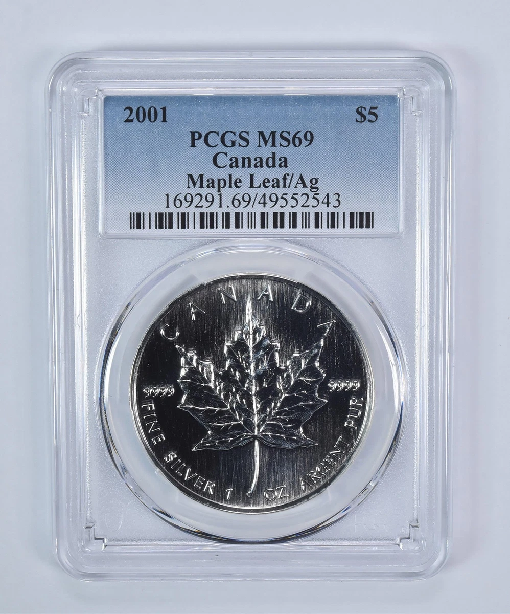 Canadian Maple Leaf MS 69 PCGS Certified Silver Bullion Coins for
