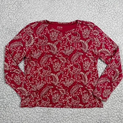 Camisa feminina St. John's Bay paisley manga longa pequena grande - Imagem 1 de 4