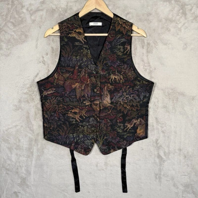 I Magnin Vest Womens Size Large Floral Horses - Image 1 of 4