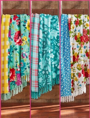 Pioneer Woman Reversible Velvet Throw Polyester Plush Fleece Blanket *U Pick*New - Image 1 of 4