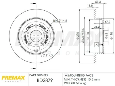 Disco de freno para Toyota FREMAX BD-2879 Foto 1 de 3
