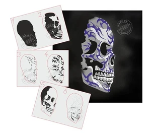 AS-103 Tribal Skull Multilayer stencil template acryl airbrush spray wall paint - Bild 1 von 2