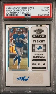 2022 Contenders Optic Malcolm Rodriguez Silver Rookie Auto # 187 PSA 8 Pop 1 - Picture 1 of 2