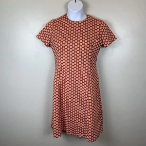Vintage 60er Kleid Damen große Mod orange geometrisches Muster Polyester A-Linie Go Go - Bild 1 von 8