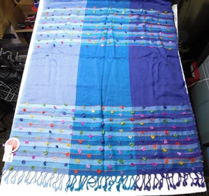 Chinar Hanna Scarf Lightweight 76" X 28" Aqual Viscose Scarf with Fringe - NEW - Picture 1 of 7