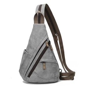PU Leather Sling Bag - Small Crossbody Backpack Shoulder Casual Daypack Rucks... - Picture 1 of 9