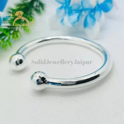 Double Ball Bangle Solid 925 Silver 7 mm Torque Bangle Men's Torque Gift Bangle - Image 1 of 4