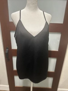 Blusa negra sedosa XXL con tirantes de espagueti camisola cuello en V A New Day para mujer - Imagen 1 de 10