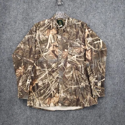 Ducks Unlimited Button Down Shirt Men Medium Brown Realtree Camo Flannel Hunting - Image 1 of 4
