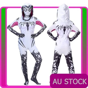 Female Venom Ghost Spider Gwen Costume Ladies Girls Spiderman Bodysuit Halloween - Picture 1 of 7