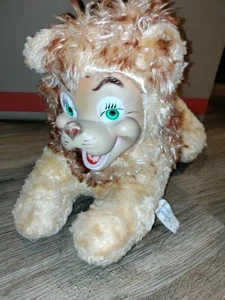 VINTAGE GUMMIGESICHT GRÜNES AUGE LÖWE PLÜSCHTIER GUND RUSHTON SPIELZEUG 13 ZOLL SELTEN - Bild 1 von 11