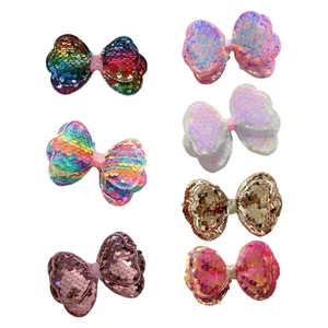 7PCS Stylish Sequins Glittering Bows Hair Clip Hairpieces For Girls And Kids - Picture 1 of 8