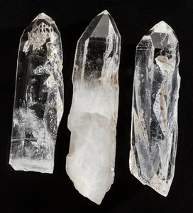 Quartz Crystal Points Clear Lemurian  Crystals Colombia 3 pcs. 50-62mm H1364 - Picture 1 of 11