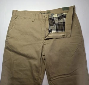 Eddie Bauer Mens Size 38x30 Tan Flannel Lined Chino Pants NWT New With Tags - Picture 1 of 11