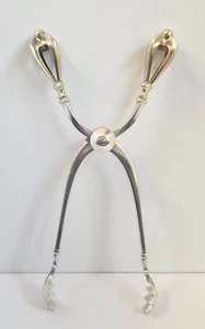 Sterling Gold Gilt Danish W&S SORENSEN Ice Tongs Golden Crown Vintage 6" - Picture 1 of 23