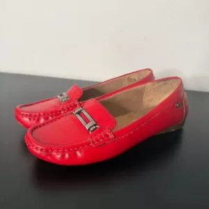 Life Stride Velocity Red Faux Leather Loafers Womens 6.5 Slip On Shows Comfort - Picture 1 of 13
