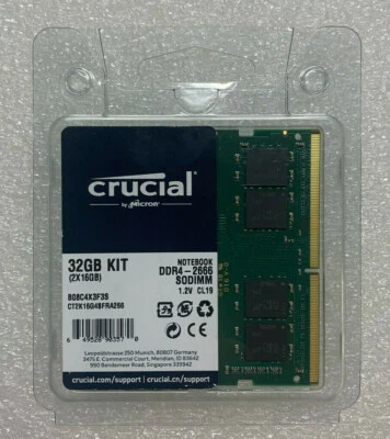 Crucial Memory 32GB(2x16GB) 2666 MHz 1.2V CL19 - Image 1 of 2