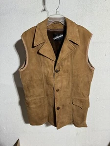 Vintage 70s Windbreaker For Van Heusen Sherpa Lined Suede Vest Size 42 1970s USA - Picture 1 of 12