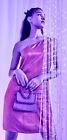 Primark Nwt Pink And Purple Swirl Print Satin One Shoulder Mini Dress Size 4