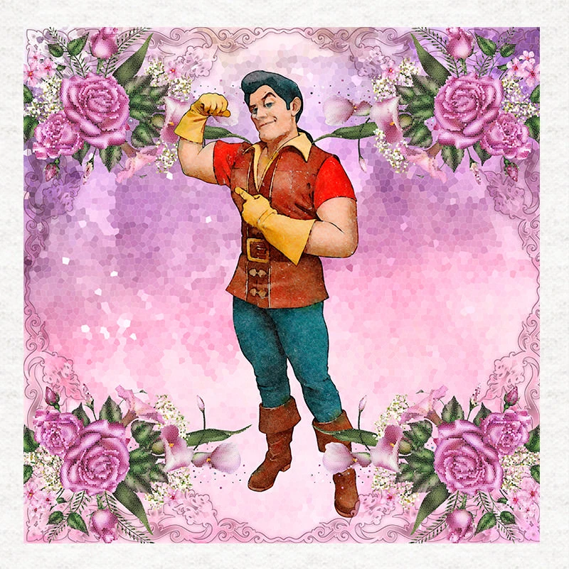 MOONLAKE FABRICS LTD Die Schöne und das Biest - Gaston Mosaikstoff Basteln Platten 100% Baumwolle oder Polyester