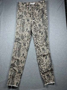 JEANS WE THE FREE PEOPLE ORLO GREZZO ELASTICIZZATO STAMPA SERPENTE RETTILE TAGLIA 28 - Foto 1 di 6