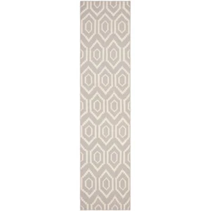 Safavieh Dhurries 2'-6" x 10'-0" Wool Hand Woven Flat Weave Rug in Gray / Ivory - Picture 1 of 7