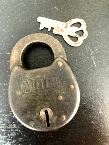 Vtg Padlock Miller Brand with Key, Spring Loaded Cover