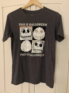 Tim Burtons Nightmare Before Christmas Halloween Sequin Graphic T Shirt Youth XL - Picture 1 of 10