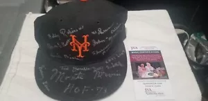 (10) BERRETTO DA BASEBALL NERO LEAGUE LEGENDS ORIGINALE FIRMATO A MANO AUTOGRAFATO JSA RARO! - Foto 1 di 8