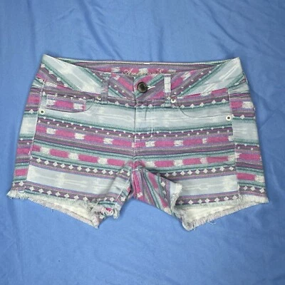 American Eagle Cut Off Shorts Size 2 Denim Aztec Pattern Stretch - Image 1 of 4