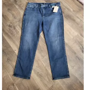 Jeans alla caviglia conici NYDJ Distressed Adore Lift Tux Technology 16 NUOVI vita alta - Foto 1 di 6
