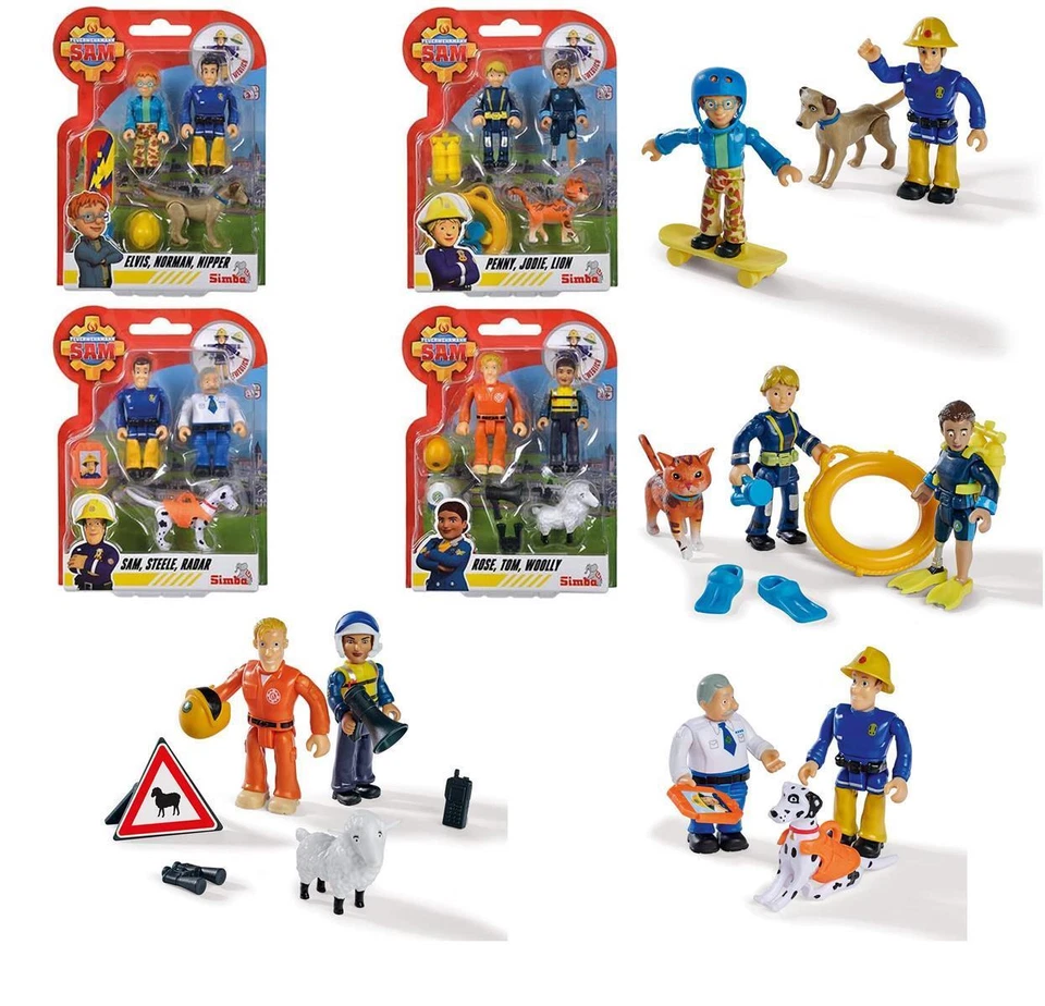 AUSWAHL: Simba - Feuerwehrmann Sam Figuren Set - Doppelpack mit Tier - Serie 4