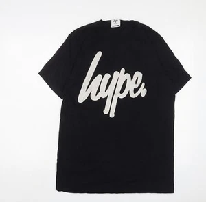 Hype Mens Black Cotton T-Shirt Size L Crew Neck - Logo, Embroidered - Picture 1 of 10