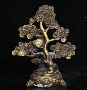 7,4" Xuan De gemarkt alte China Bronze Dynastie Kupfer Cash Tree Bestie "聚宝盆" Statue - Bild 1 von 7