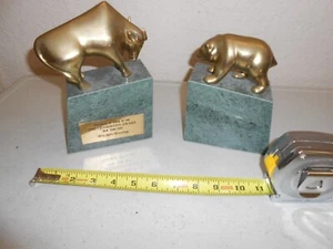 1995 RARE NEW YORK STOCK MARKET BRONZE & MARBLE BULL / BEAR FORD MOTOR CO AWARD - Picture 1 of 12