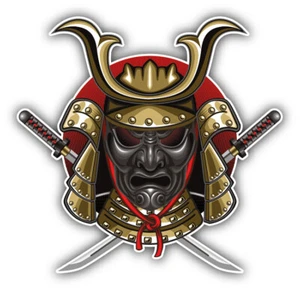 Samurai Mask Katana Car Bumper Sticker Decal - Picture 1 of 1