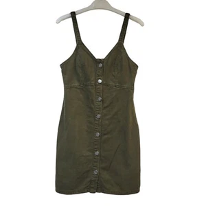 Topshop Green Button Front Body Con Dress Women's UK 8 W26 - Picture 1 of 4