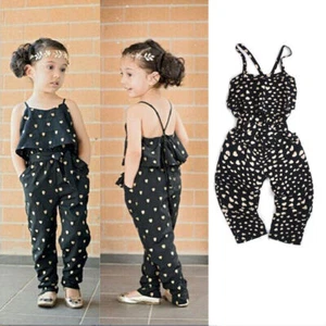 Toddler Kid Baby Girls Halter Ruffle Romper Jumpsuits Belts Clothes Outfits - Picture 1 of 6