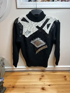 Vintage 80s Retro Spice of Life Acrylic Pullover Mock Turtleneck Knit Sweater Sm - Picture 1 of 9