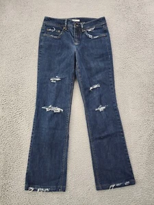 Jones New York Jeans Womens 4 Blue Boot Cut Distressed Dark Wash Mid Rise Denim - Picture 1 of 13