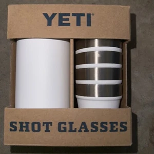 YETI SHOT GLASSES - 4 SHOT CUPS + 1 HOLDER - WHITE (MVP026348) - Picture 1 of 2