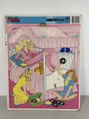 1985 Mattel Extra Thick Frame Tray Puzzle Golden Barbie Sleep over Party - Image 1 of 4