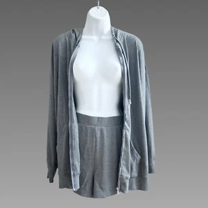 *NWOT* 2pc Gray Lounge Set-Shorts & Zip Up Hoodie Sz Small - Picture 1 of 4