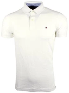 Tommy Hilfiger Mens Stretch Slim Fit Mesh Polo Shirt (Medium, White) - Picture 1 of 2