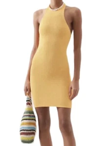 Hunza G Polly Bodycon Stretchy Halter mini Dress nwt O/S nwts party date clubbin - Picture 1 of 7