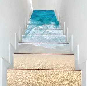 3D Expected Sea J162 Treppensteigerungen Dekoration Foto Wandbild Vinyl Aufkleber Tapete E - Bild 1 von 6