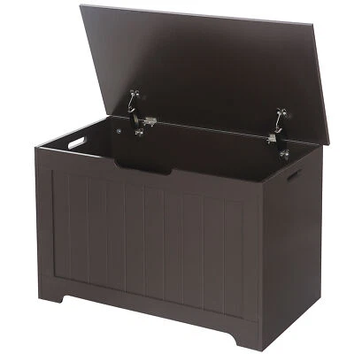 Wooden Toy Box Entryway Storage Chest Bench with 2 Safety Hinge Hide Toys Books - Image 1 of 4