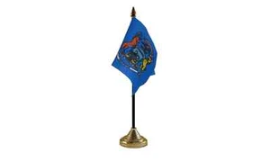 Michigan Table Desk Flag - 10 x 15 cm National Hand Waving United States - Picture 1 of 10