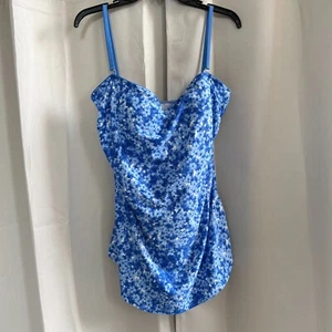 Orvis Womens Swimsuit Size 20 Blue Ditsy Floral One Piece Beach Boho 18060 - Picture 1 of 12